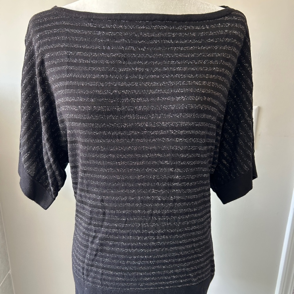 WHBM Black and Gold Striped Tunic SZ S